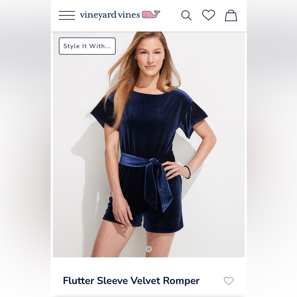 Vineyard Vines Velvet Romper NEW WITH TAGS